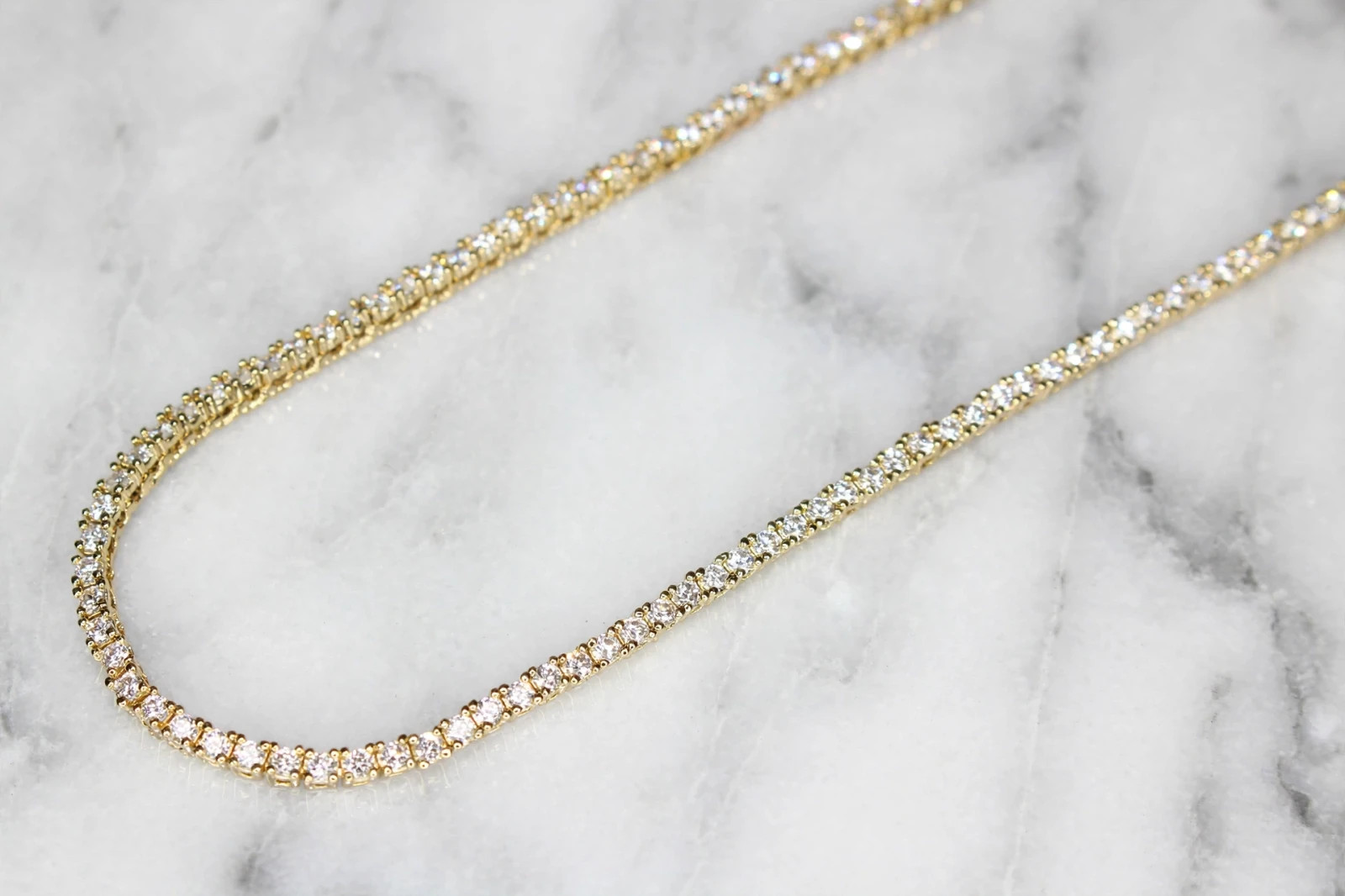 14k STAMPED 2mm Tennis Chain Necklace 10.6ctw Lab Sim VVS1 Diamonds GOLD 12g+