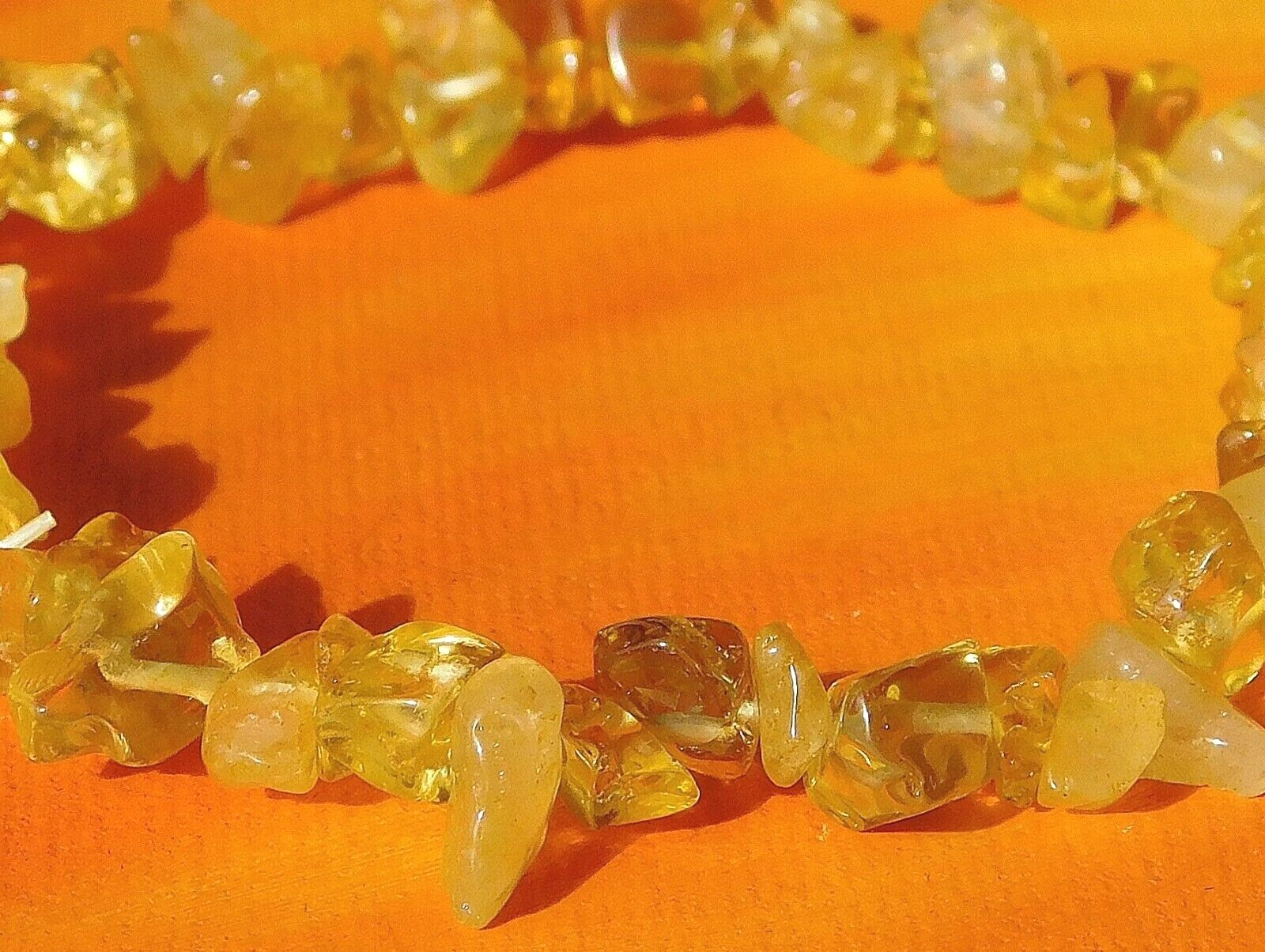 Handmade To Order – Gemstone Chip Beaded Bracelet – Natural Citrine.