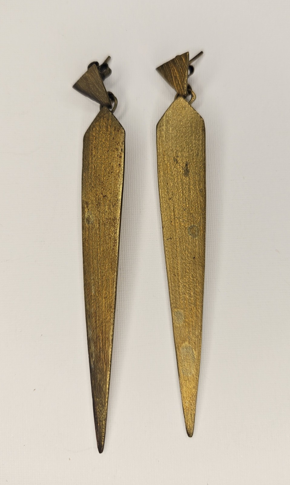 Bisjoux Gold Tone Brass Metal Geometric Triangle Dangle Drop Earrings