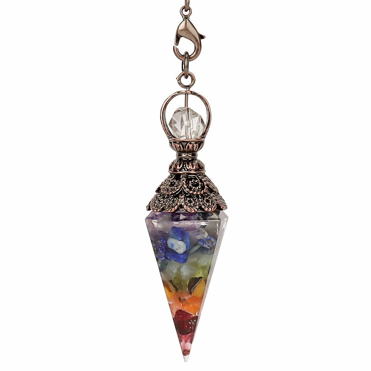Quartz Natural Crystal Pendulum Healing Chips Stone Reiki Chakra Chain Pendant