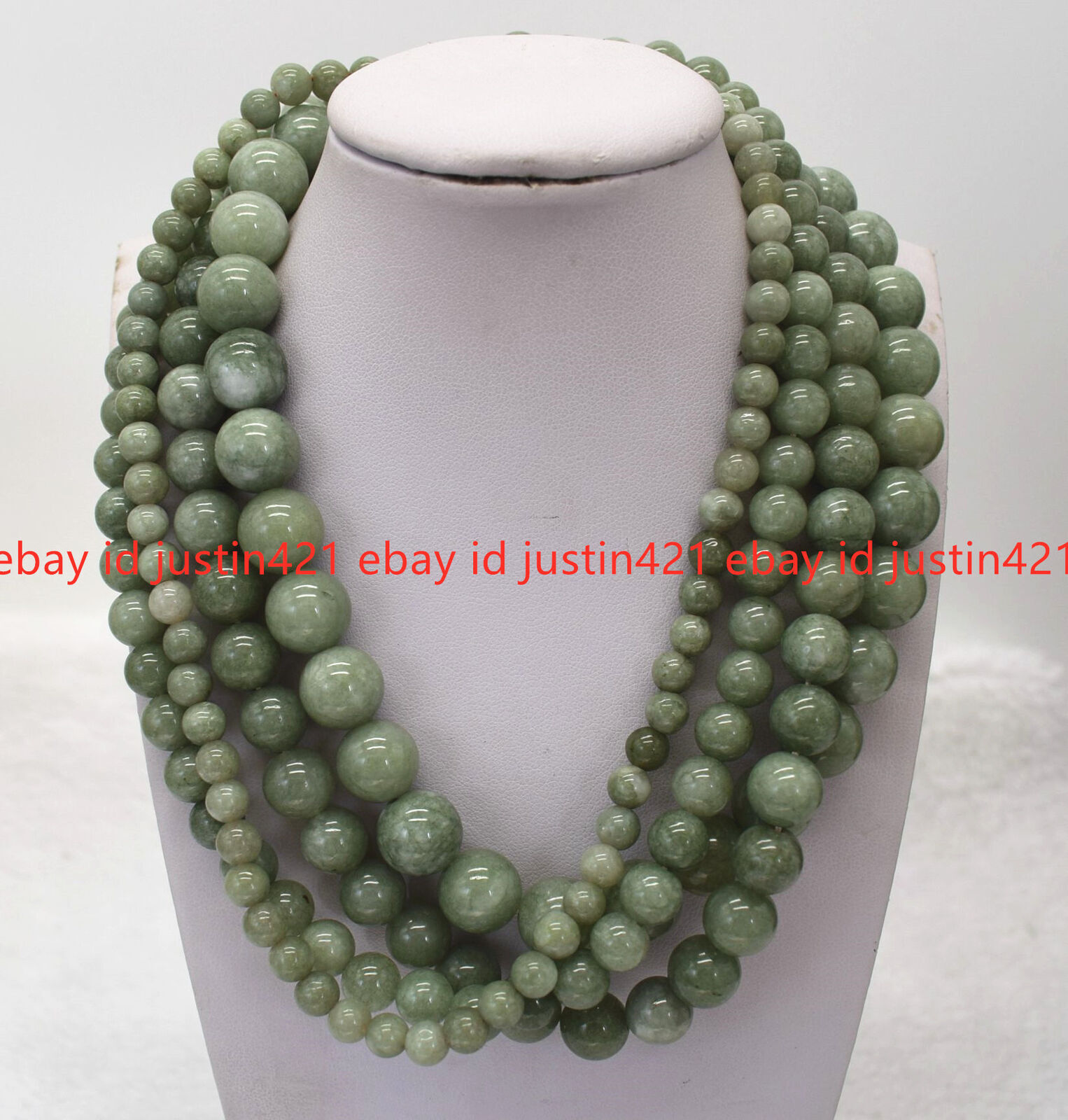 6-14mm Natural A Green Jade Jasper Round Gemstone Beads Necklace 14-36 inches