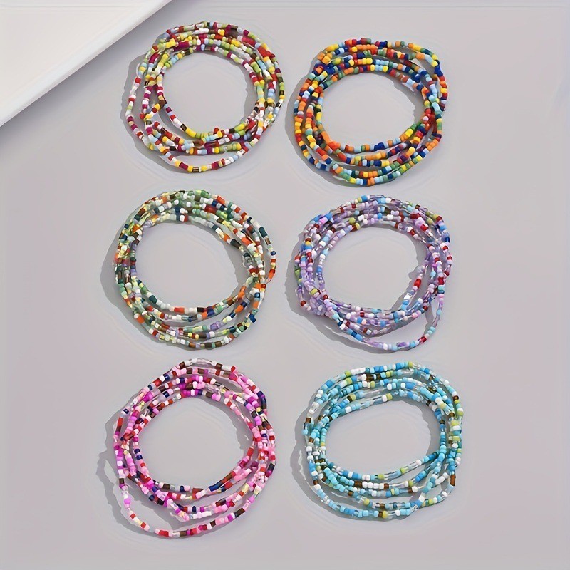 30Pcs Multicolor Seed Bead Stretch Bracelets Boho Stackable Beach Jewelry Gift