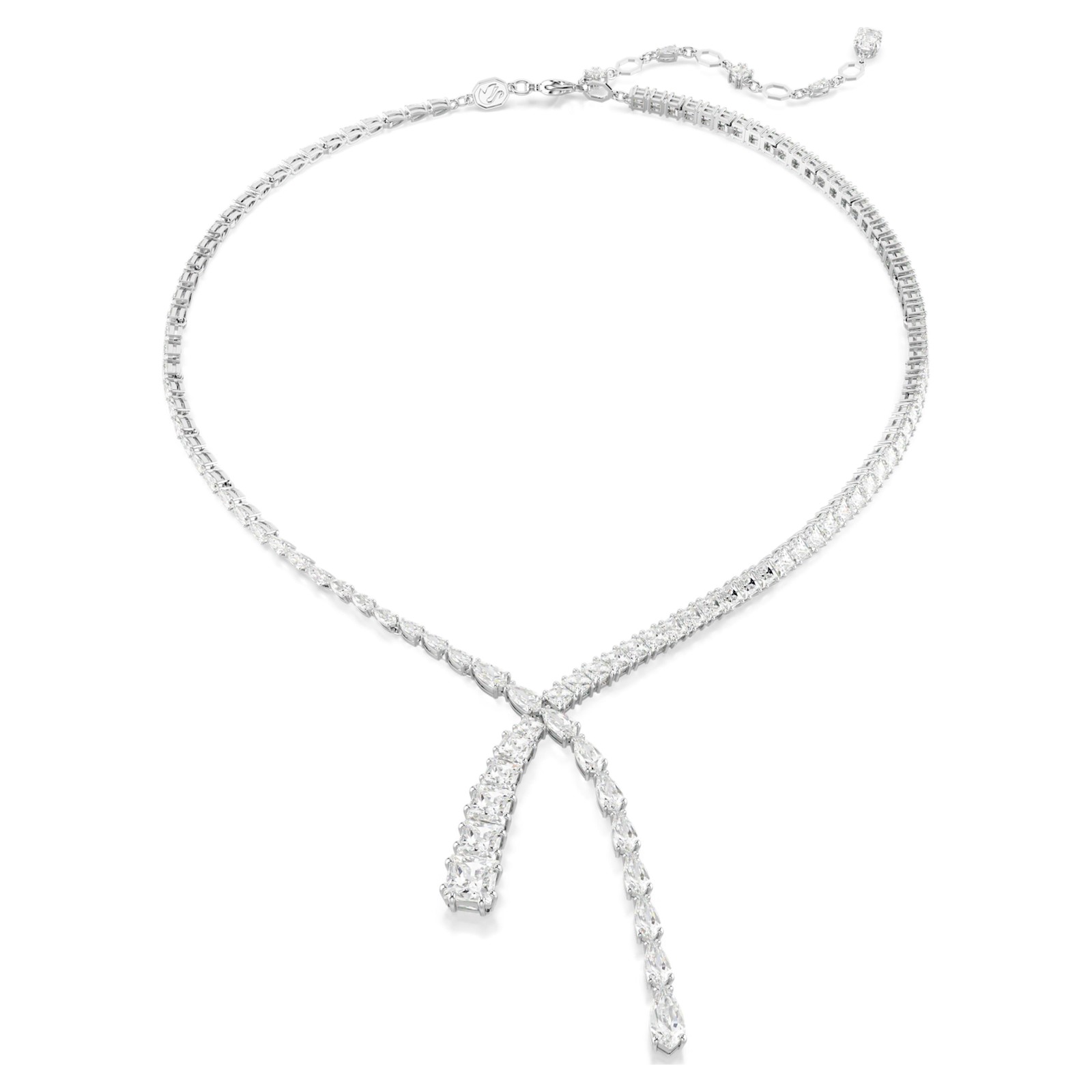 Swarovski Matrix Y Necklace, Mixed Cuts, White, Rhodium Plated 5692533
