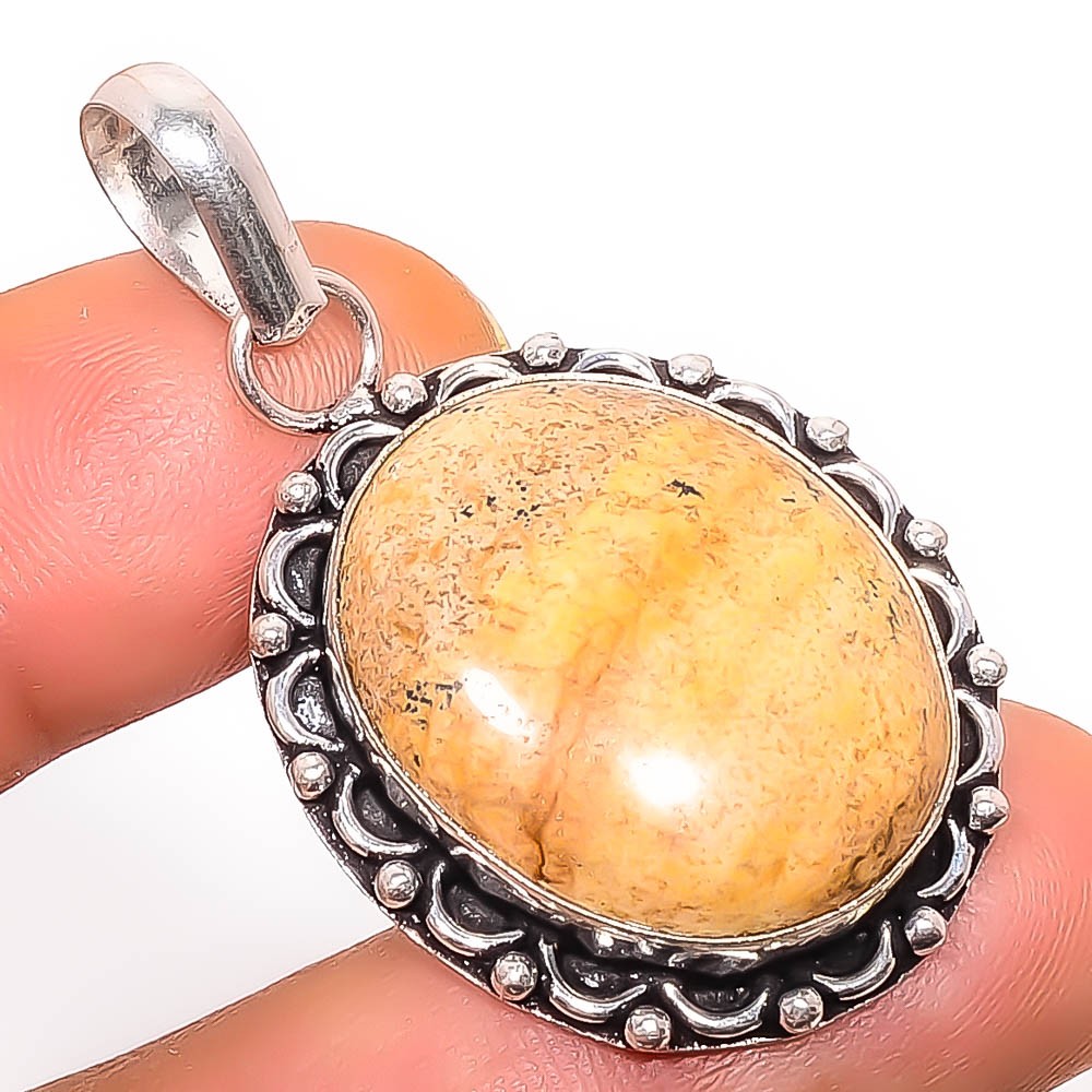 Picture Jasper- Oregon 925 Silver Plated Handmade Pendant 1.95″ P04