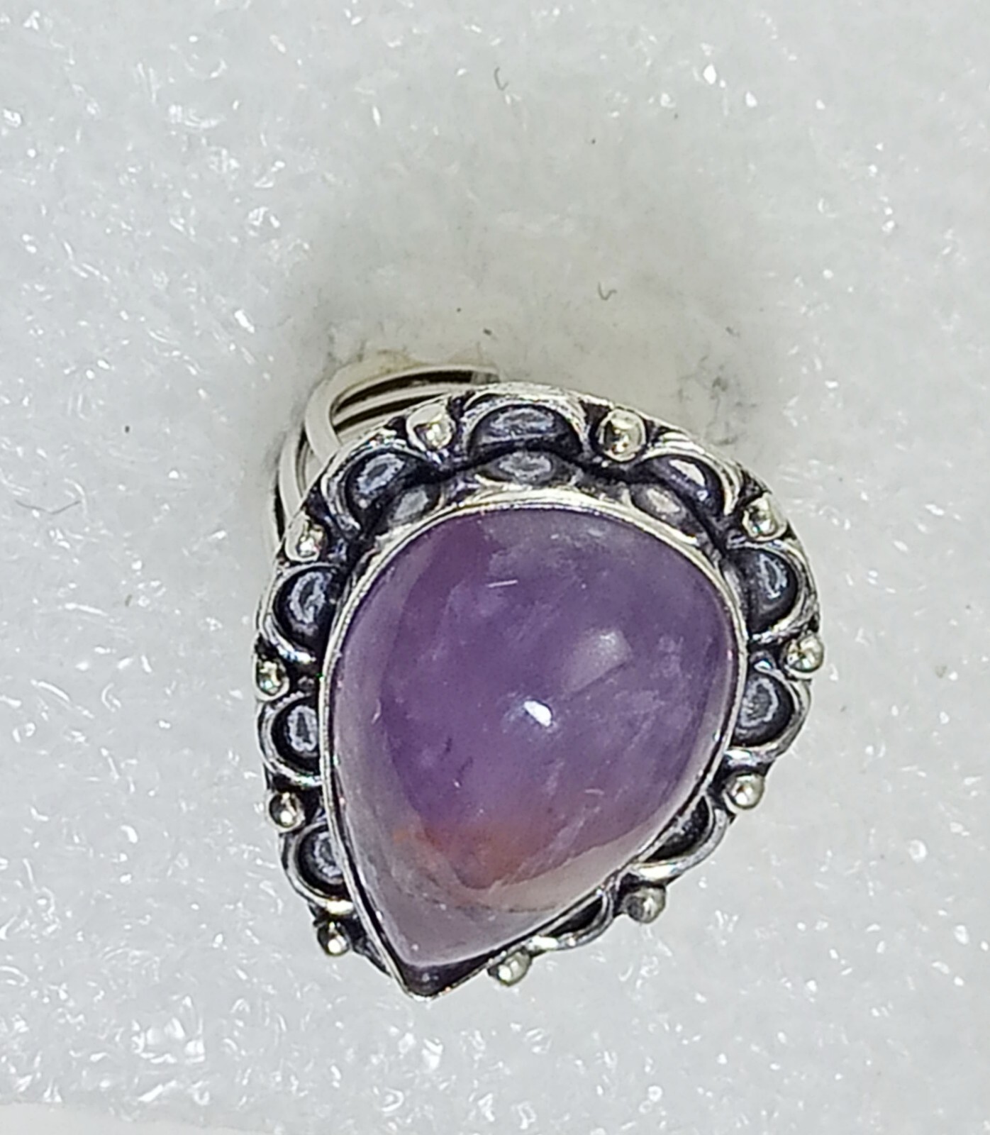 Purple Amethyst Pear Shape Handmade Gemstone Ring Jewelry Ring Size 8.7 inches
