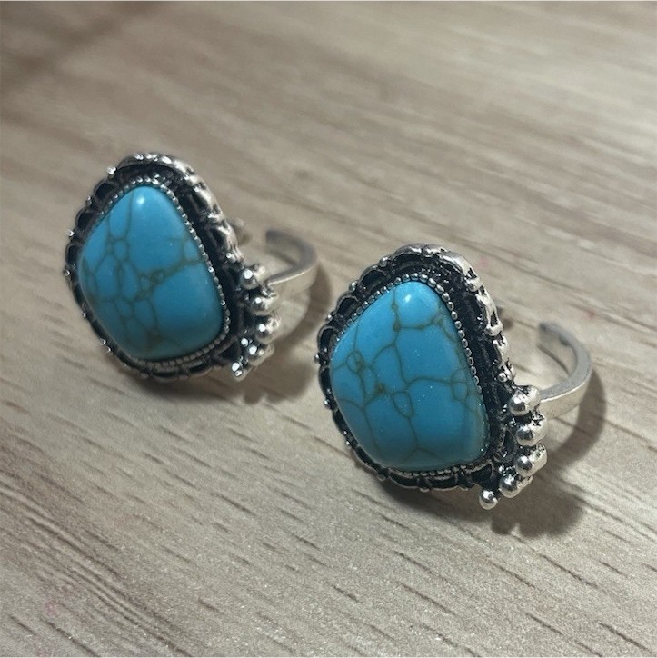 Natural Stabilized Turquoise Matching Rings For You &Your Sister or Mom friend
