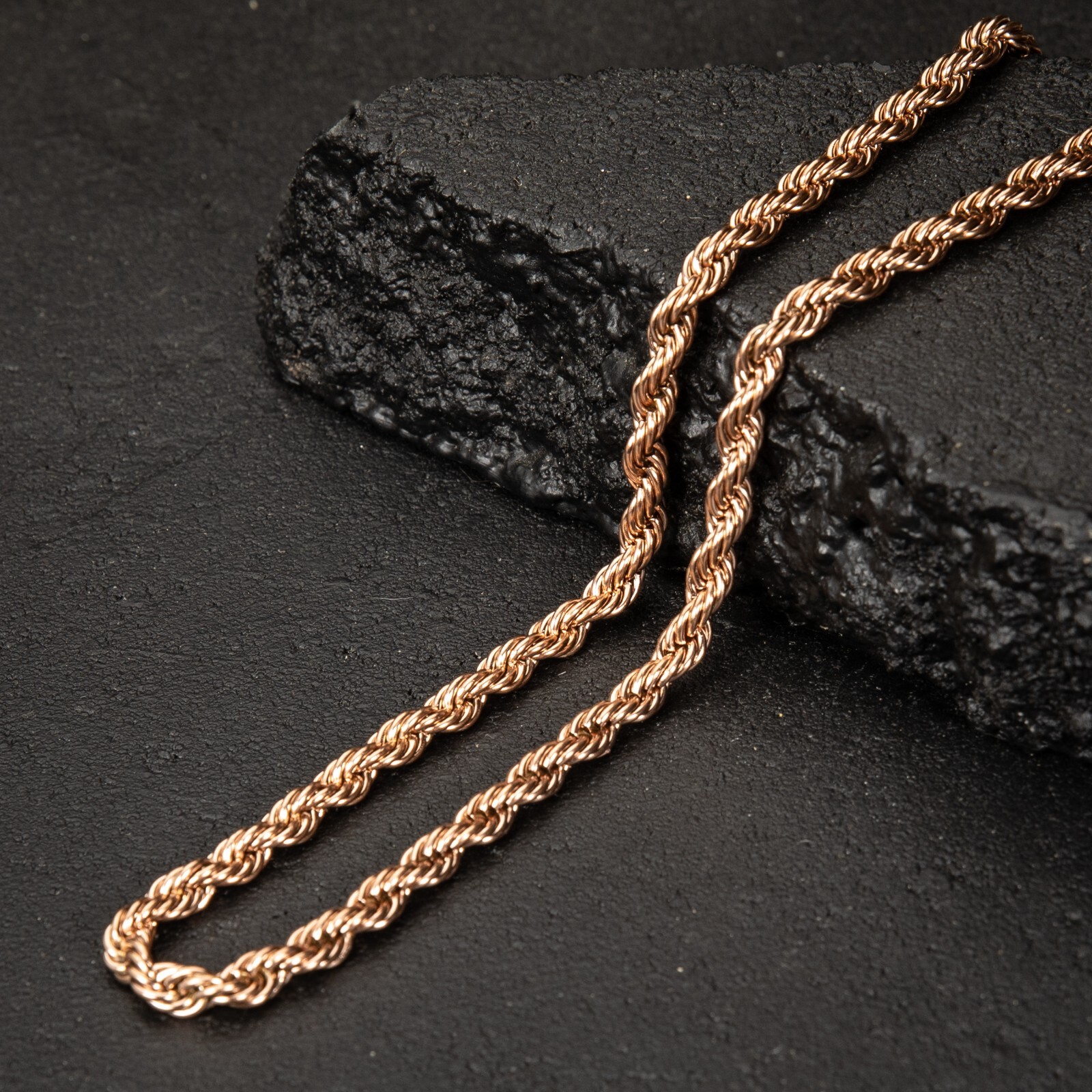 Rose Gold Plated Solid Heavy 316 Stainless Steel 6MM Twist Rope Chain Necklace