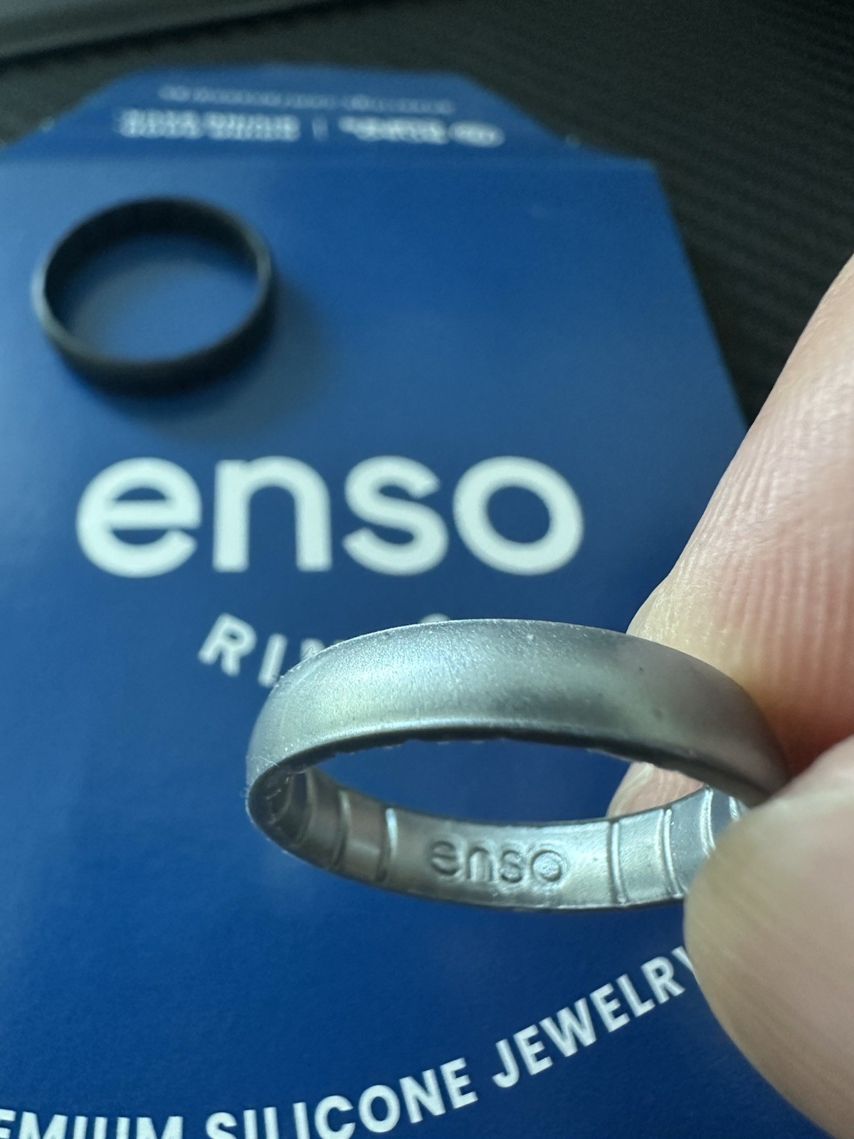 2 Pack Enso Elements Classic Thin Silicone Rings- Black Pearl & Silver (Size 9)