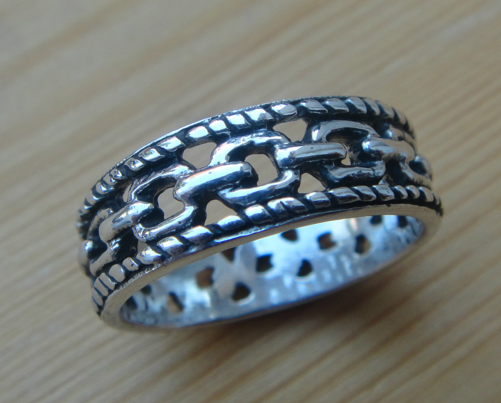 Braid Edge CHAIN LINK .925 Sterling Silver Ring Band SIZE 7 8 9 10 11 12