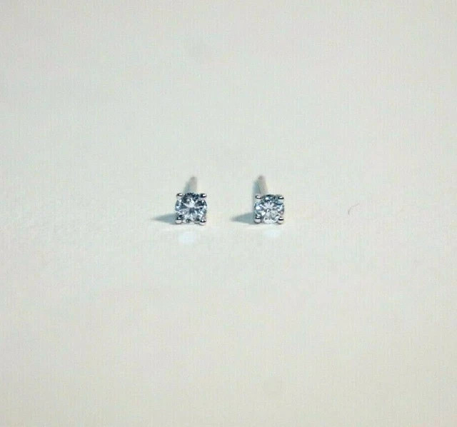 0.10Ct Round Cut Simulated Diamond Small Stud Earrings 14K White Gold Plated