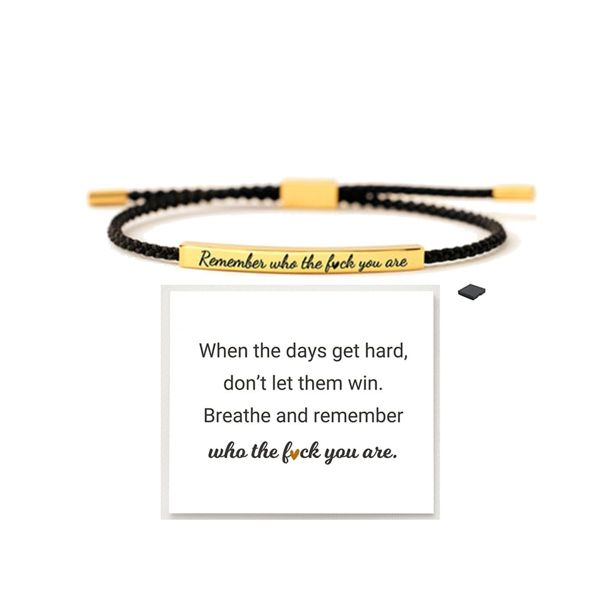 Remember Who The F You Are Tube Bracelet For BLACK+GOLD（thick）