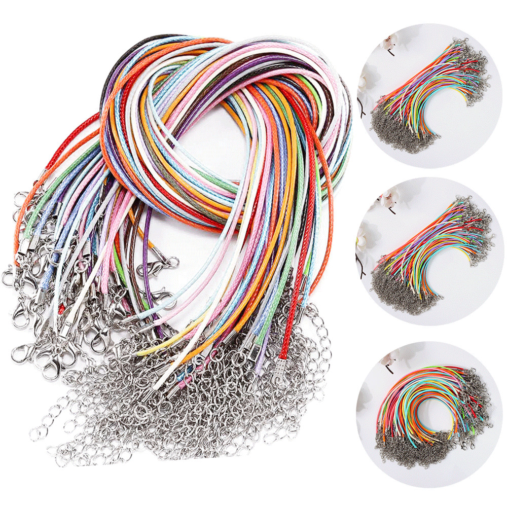 Colorful Necklace Braided Leather Rope Jewelry Making DIY Chain Cord w/Clasp
