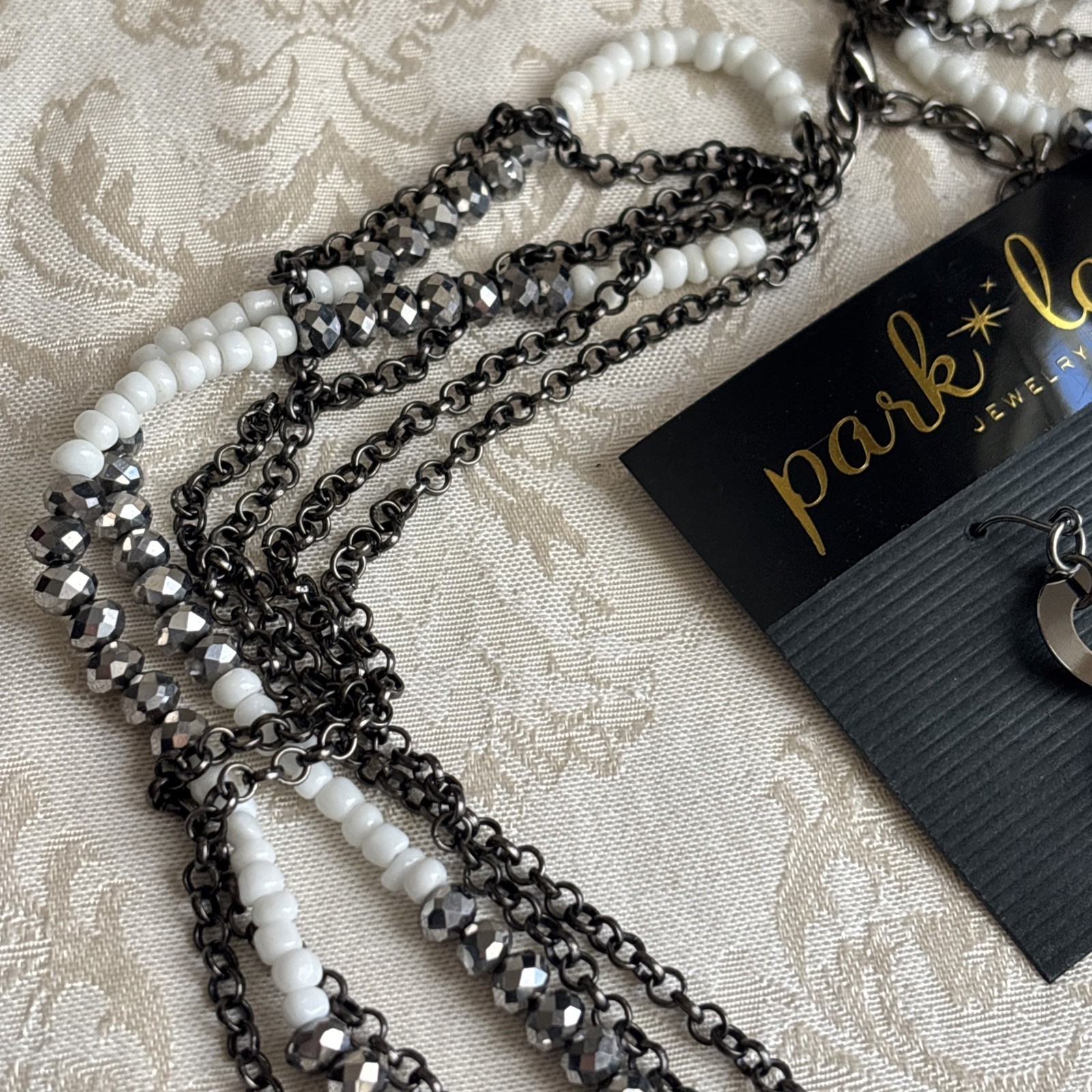 Park Lane Chic Earrings Hematite Tone Interlocking Circles & Unsigned Necklace