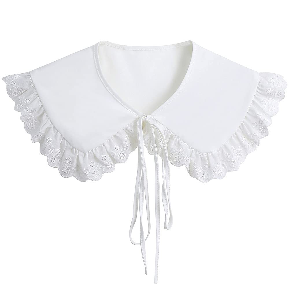 Detachable False Collar Embroidery Neck Ruff Mini Cape Dickey Collar for Wome…
