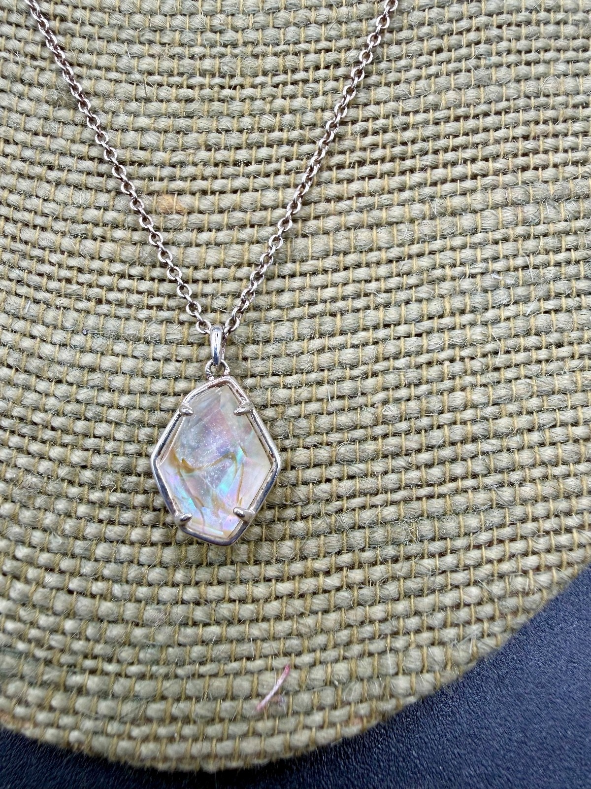 Kendra Scott Tess Silver Rhodium Dichroic Glass Pentagon Pendant Necklace