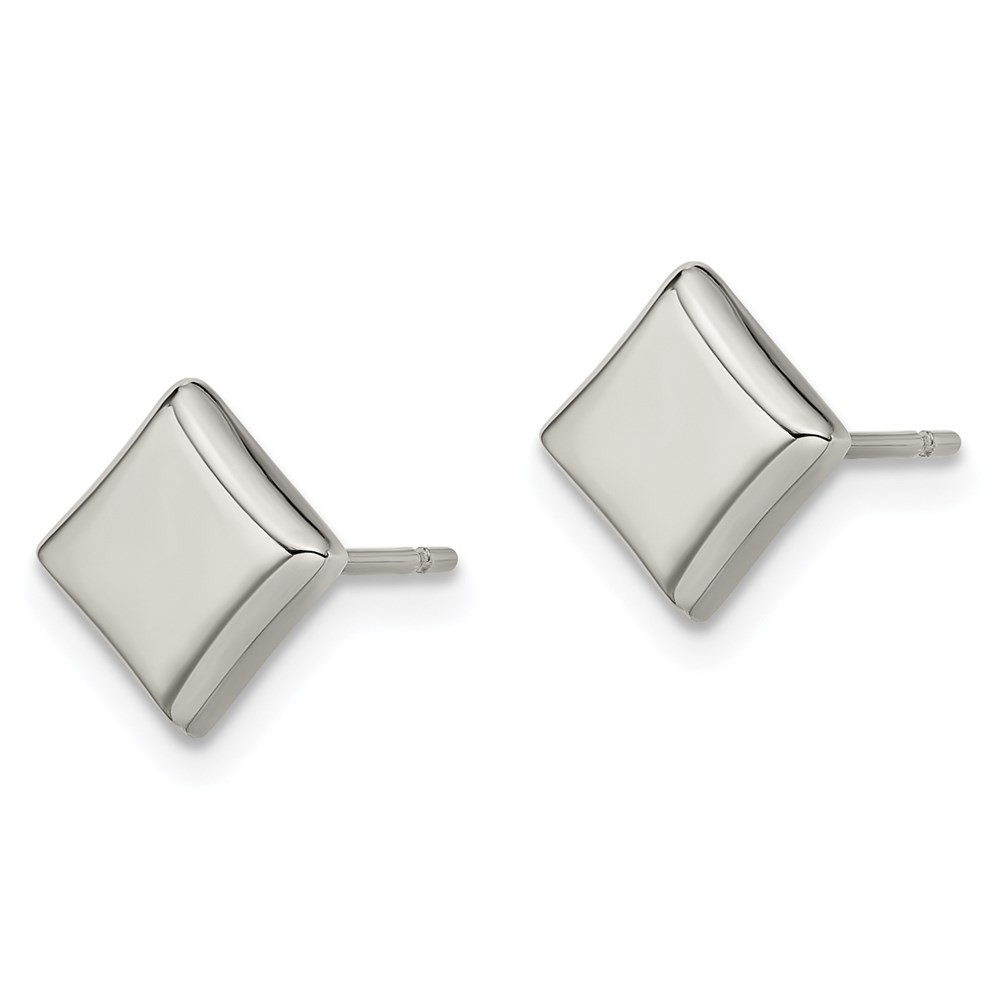 Chisel Women’s Earrings Titanium and Polished 7mm Square Post Button Closure