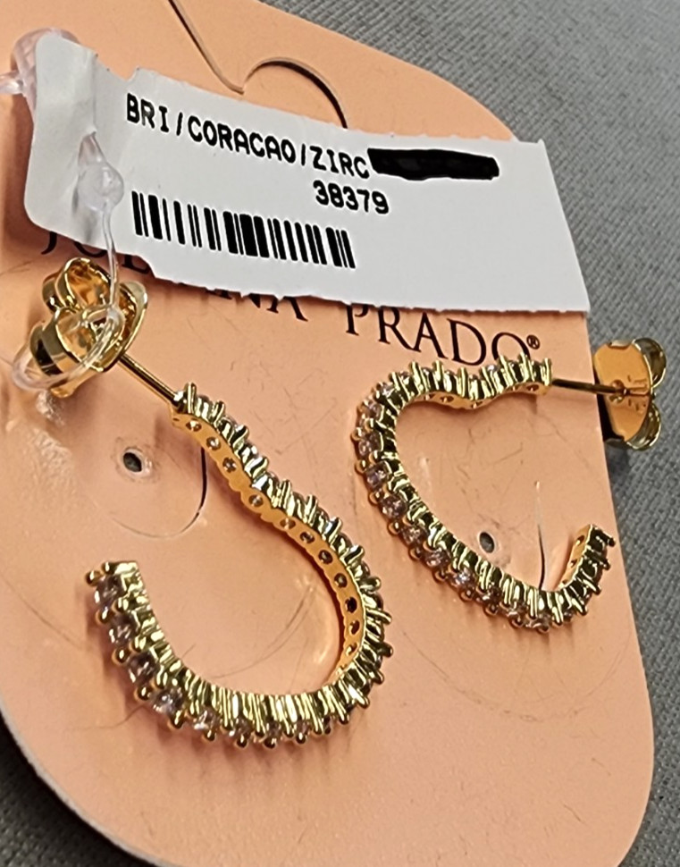 Juliana Prado 18K Gold Plated Coracao Cubic Zirconia Hoop Earring 19mm
