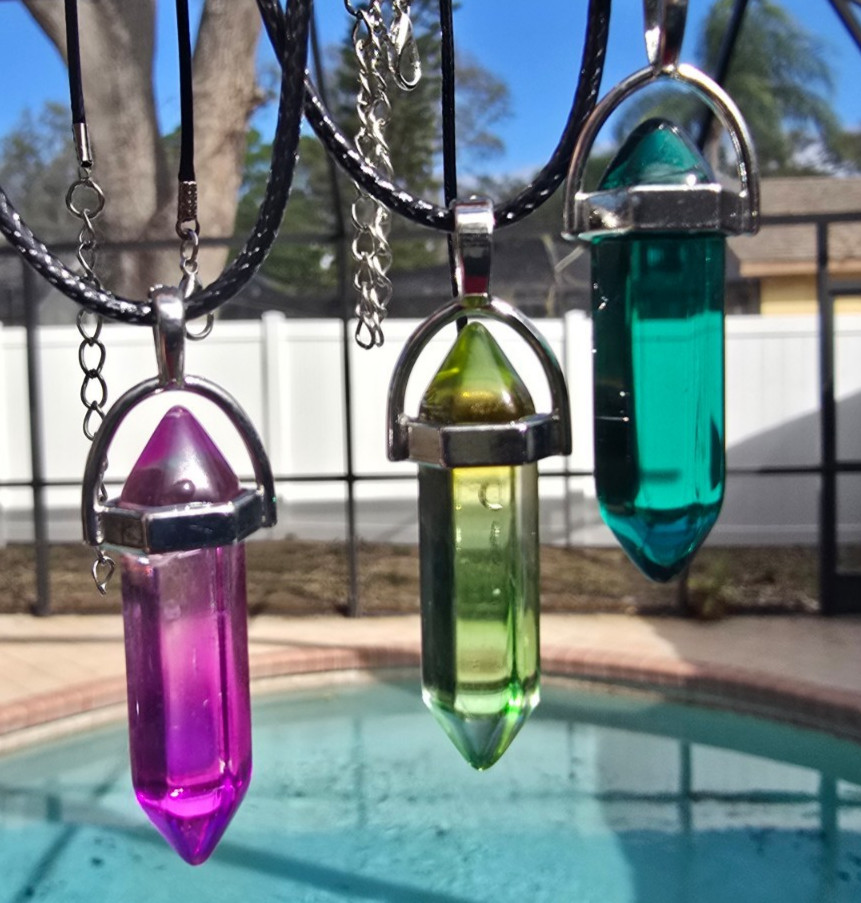 3 Mixed Variety Stone Necklace Pendants Reiki Chakra Healing Crystal Quartz USA