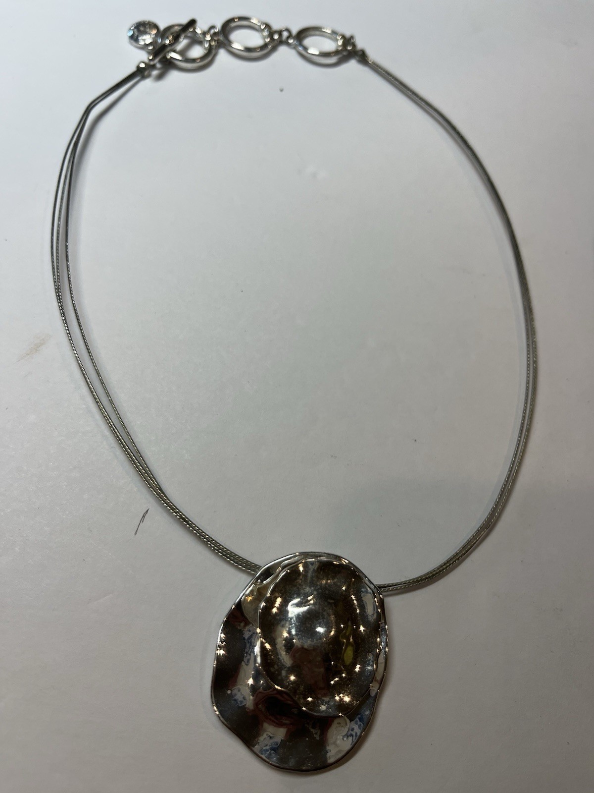 Vintage Jones of New York Statement Silver Tone Necklace Jewelry Hammered