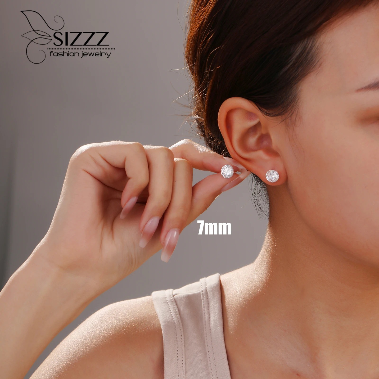 925 Sterling Silver Zircon Stud Earrings Women Cubic Zirconia Classic Jewelry US