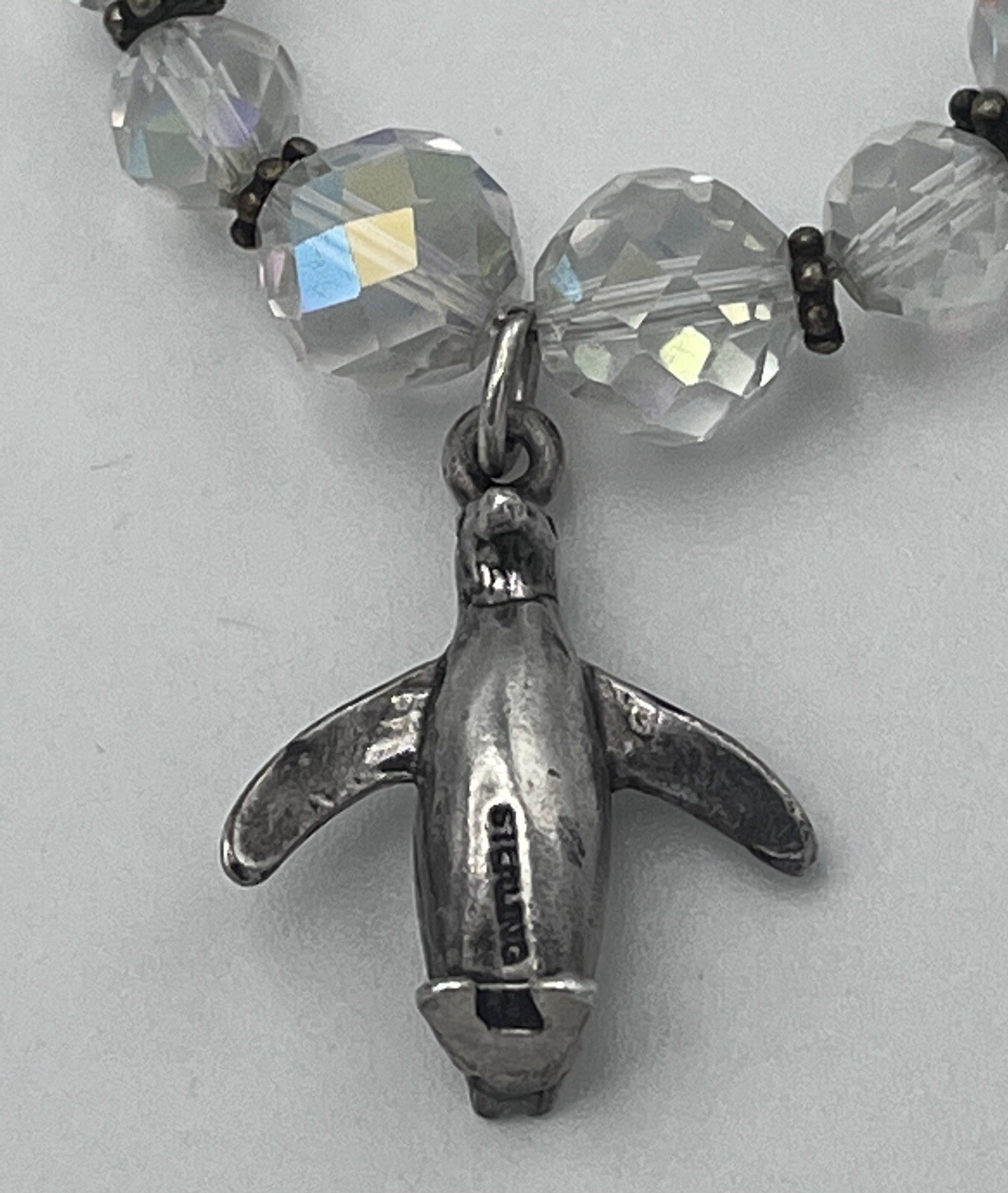 Handcrafted Glass Crystal Bracelets W/ Sterling 925 Dangle Charm Heels Penguin