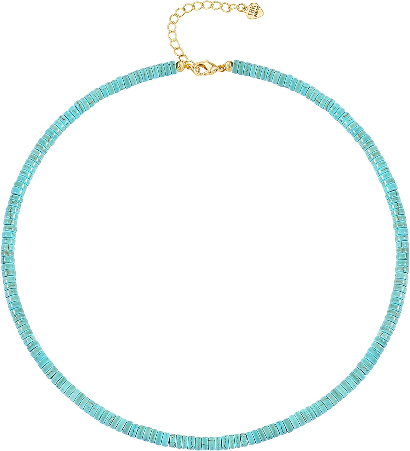 Turquoise Choker Necklace Gold Hematite Beaded Tiny Dainty Minimalist Jewelry