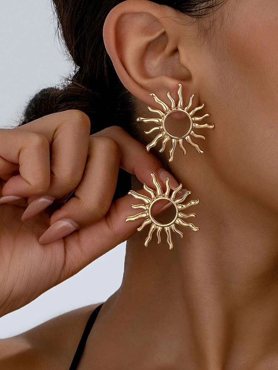 1 pair Sunflower Stud Earrings Elegant Floral Jewelry Women Gift