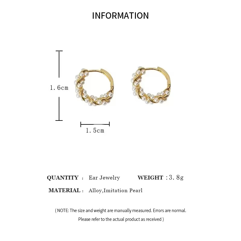 Imitation Pearl Hoop Earrings Small Round Huggie Earrings for Women Gift