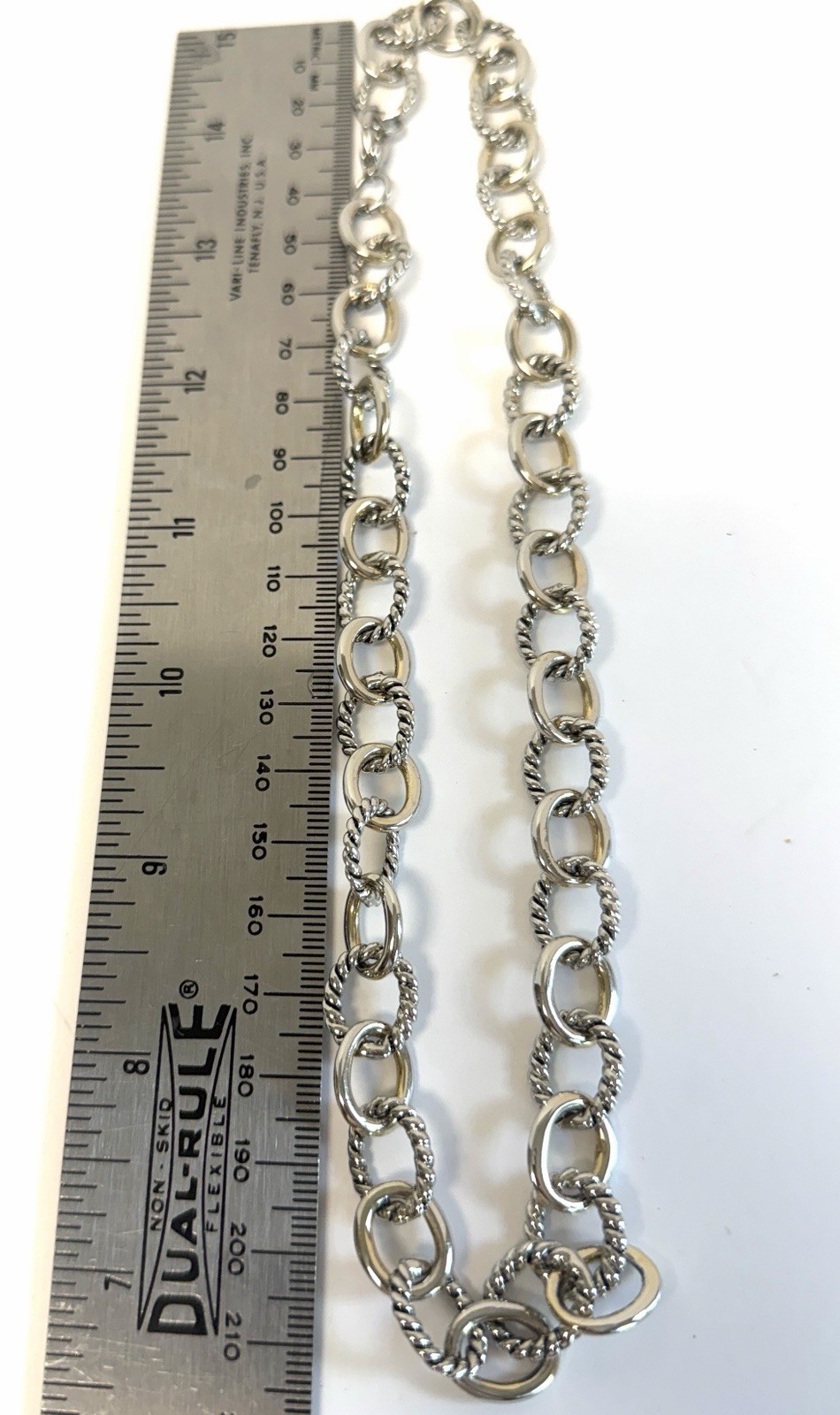 Designer Inspired Two Tone Oval Twisted Cable Link Chain Necklace EUC