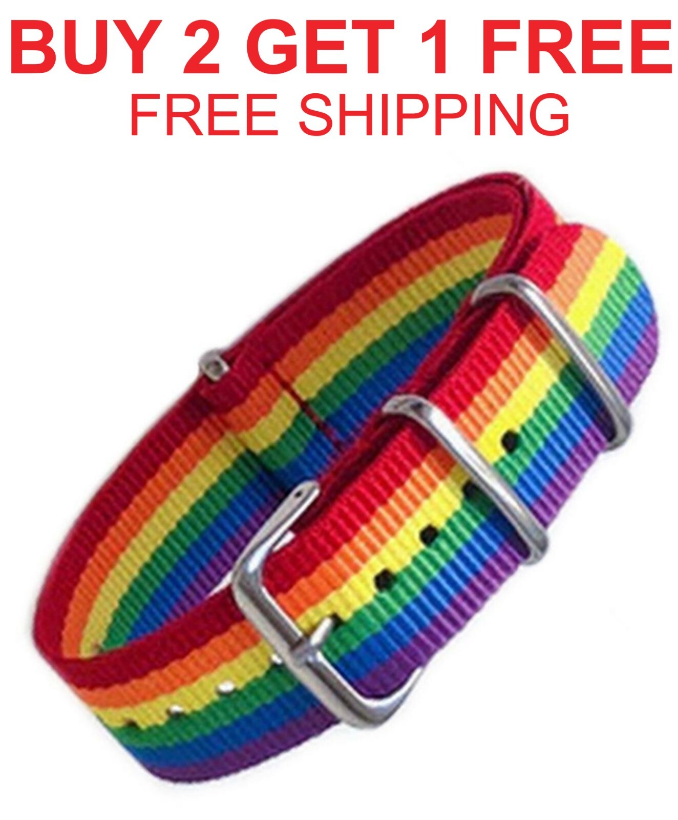 Rainbow Wristband LGBTQ Gay Lesbian Pride Adjustable Nylon Bracelet