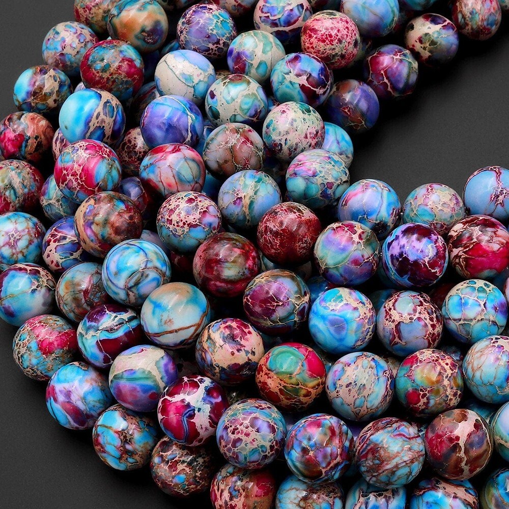 Natural Blue Purple Jasper Stone Bracelet Sea Sediment Gemstone Bracelet