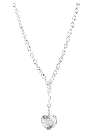 Harley-Davidson Women’s 16 in. Crystal Bar & Shield Radial Heart Y-Neck Necklace