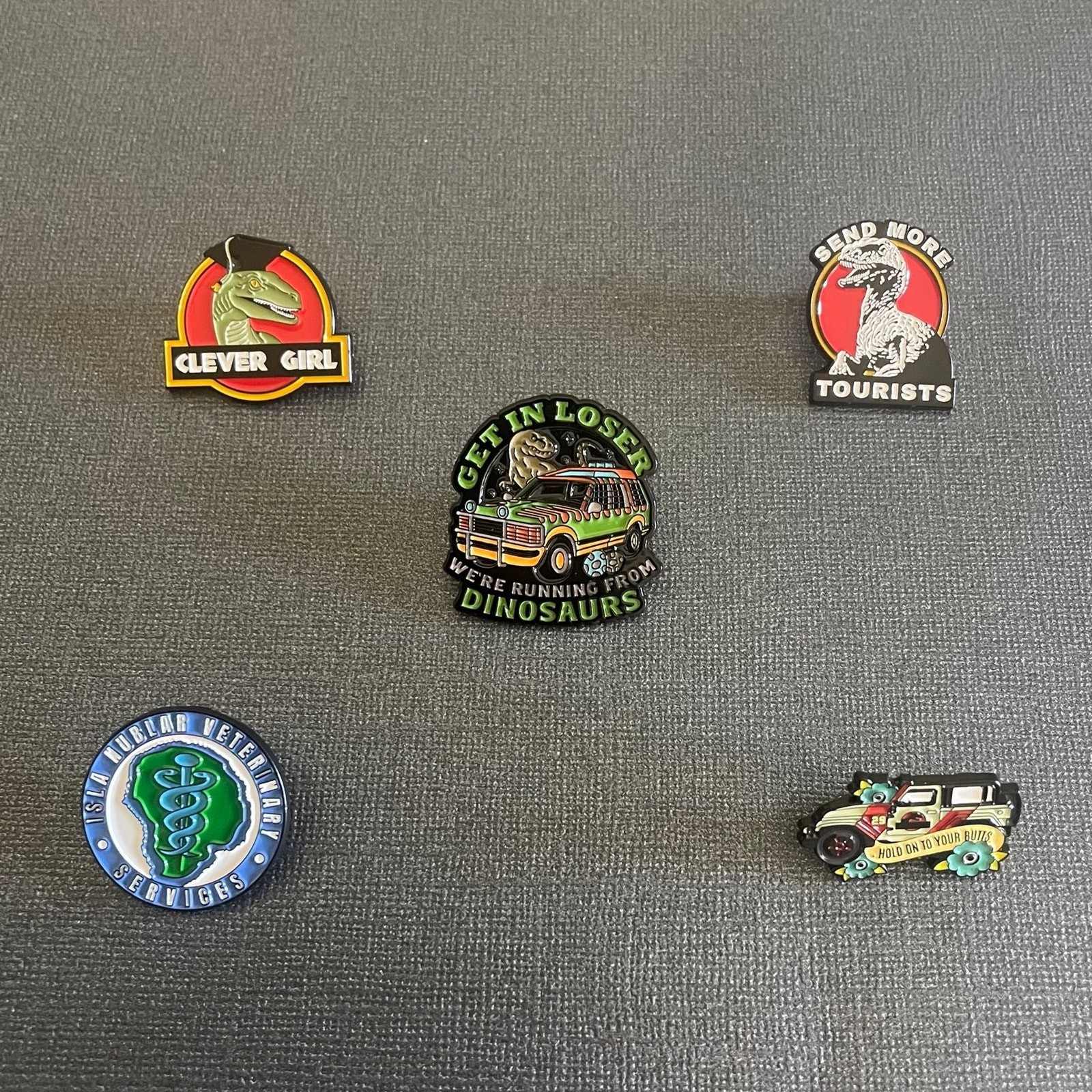5 piece Collectible Jurassic Enamel Button Pin Set