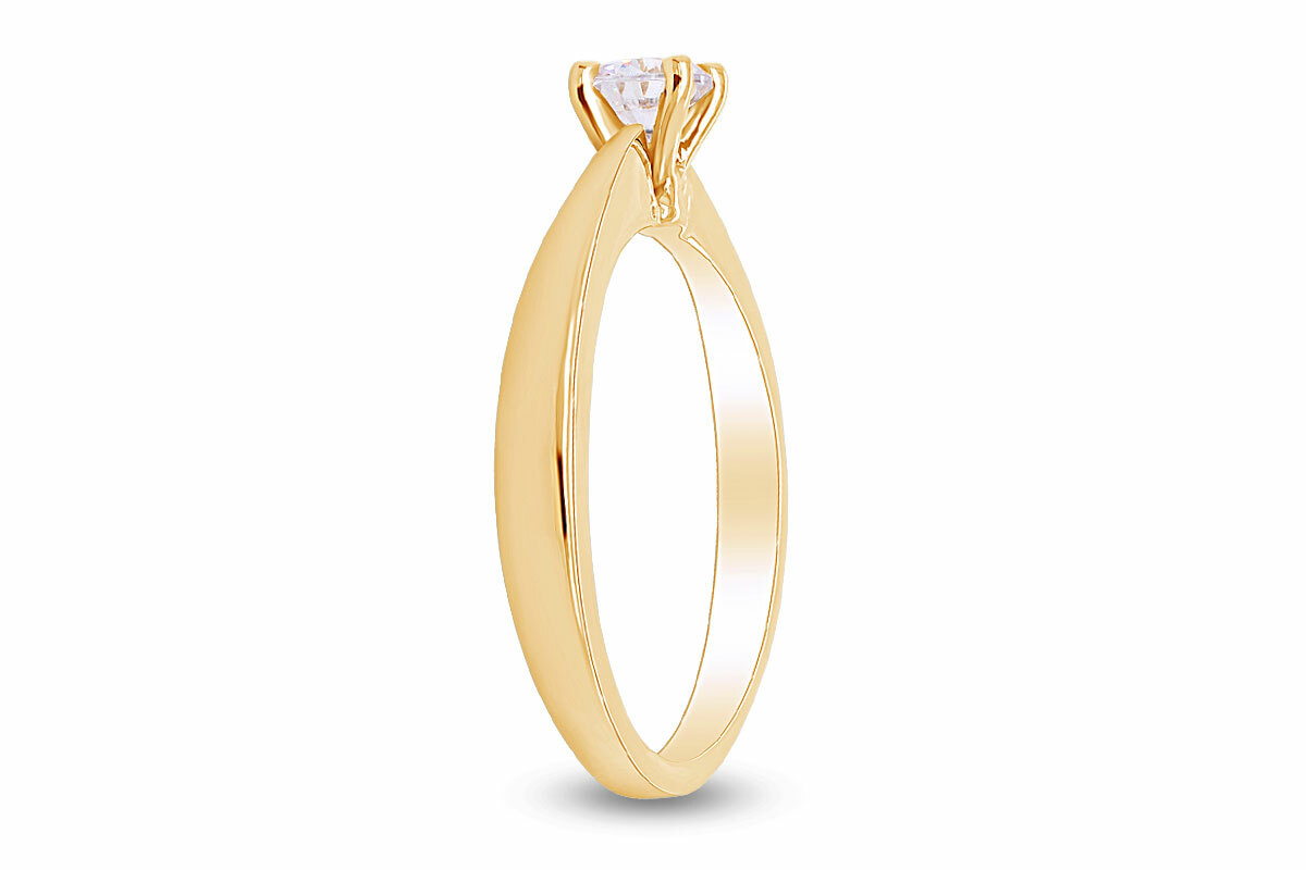 0.25 CT Simulated Diamond Solitaire Ring in 14k Gold Plated Sterling Silver