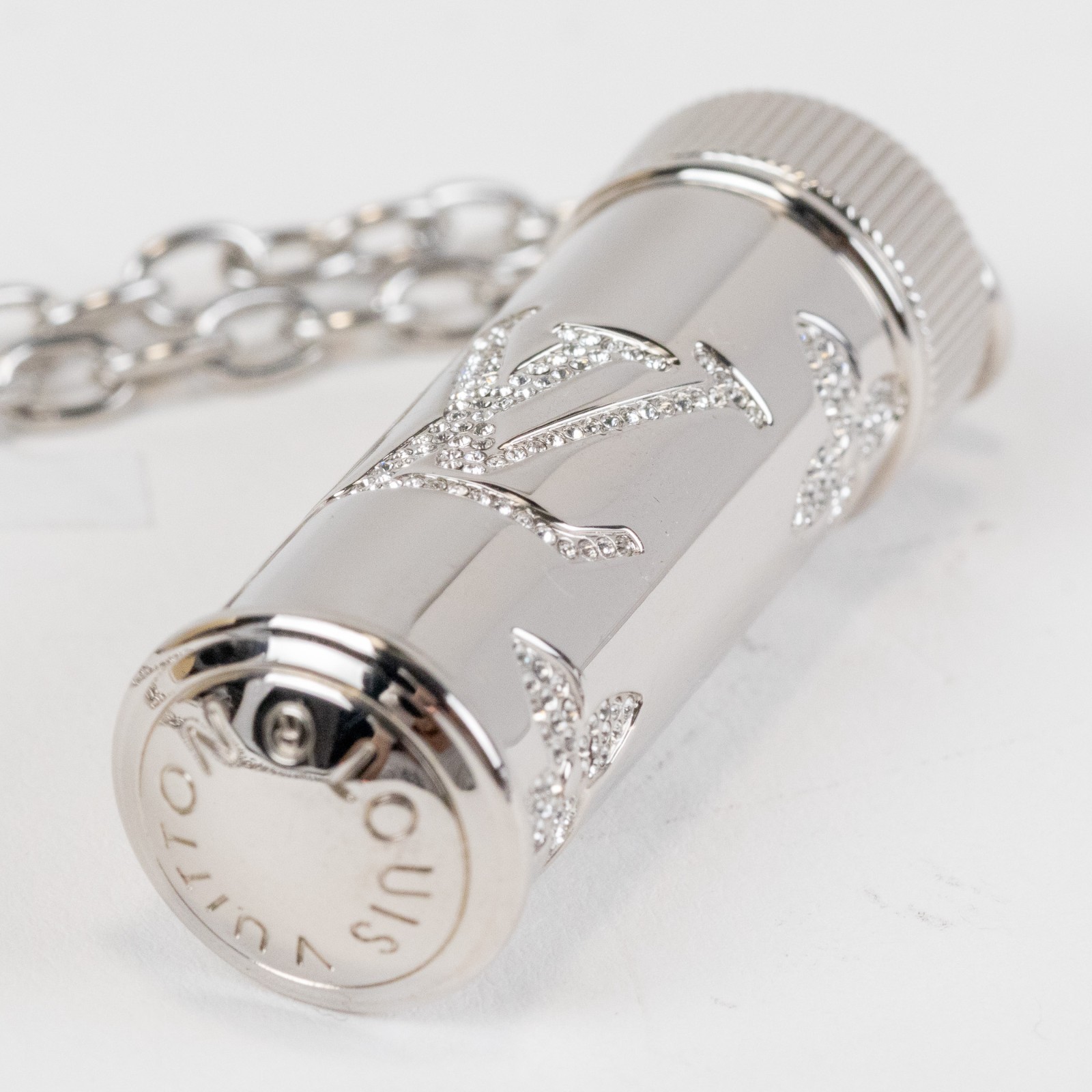 Louis Vuitton Monogram Strass Pill Case Pendant M68248 Silver Plate LV Auth Men