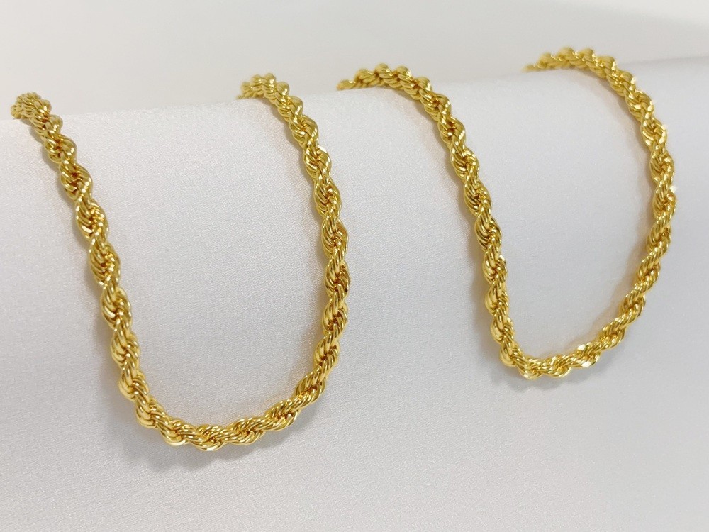 18K Yellow Gold Diamond Cut Rope Chain 5mm NecKlace Mens Womens 26″