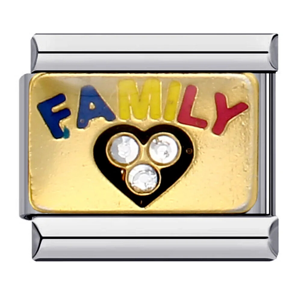 Fashion LOVE Family Glaze Italian Modular Fit 9mm Stainless Steel Bracelet