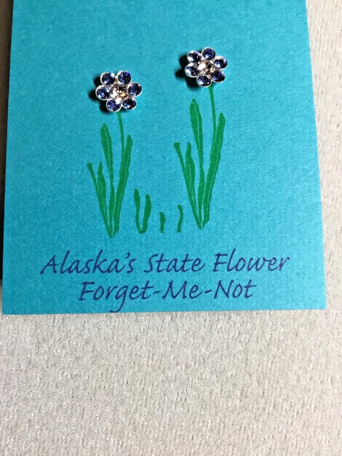 Forget me not earrings Austrian crystal Sterling Silver settings & posts dainty