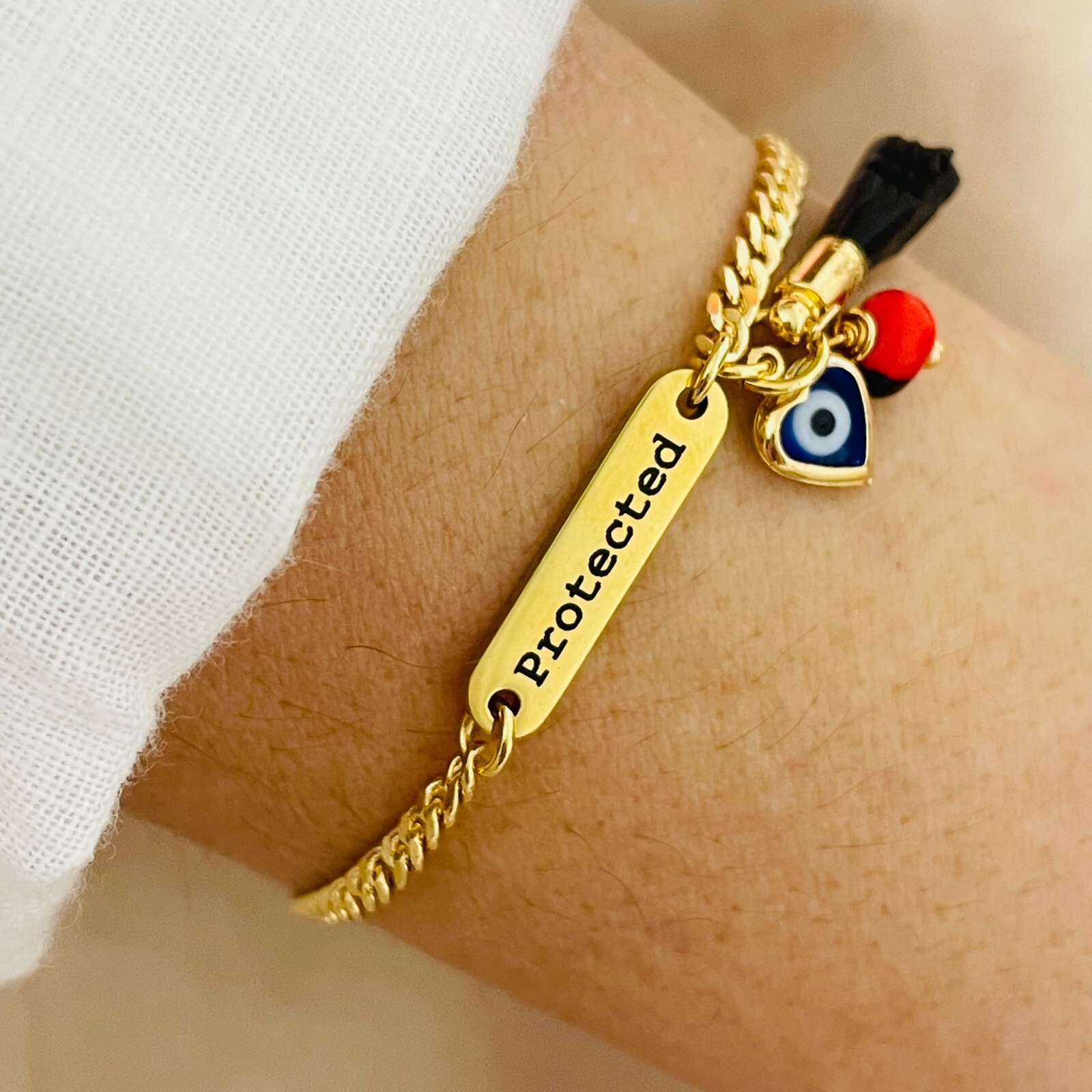 Azabache Bracelet, Evil Eye Bracelet, Natural Jet Hand, Personalized Bracelet