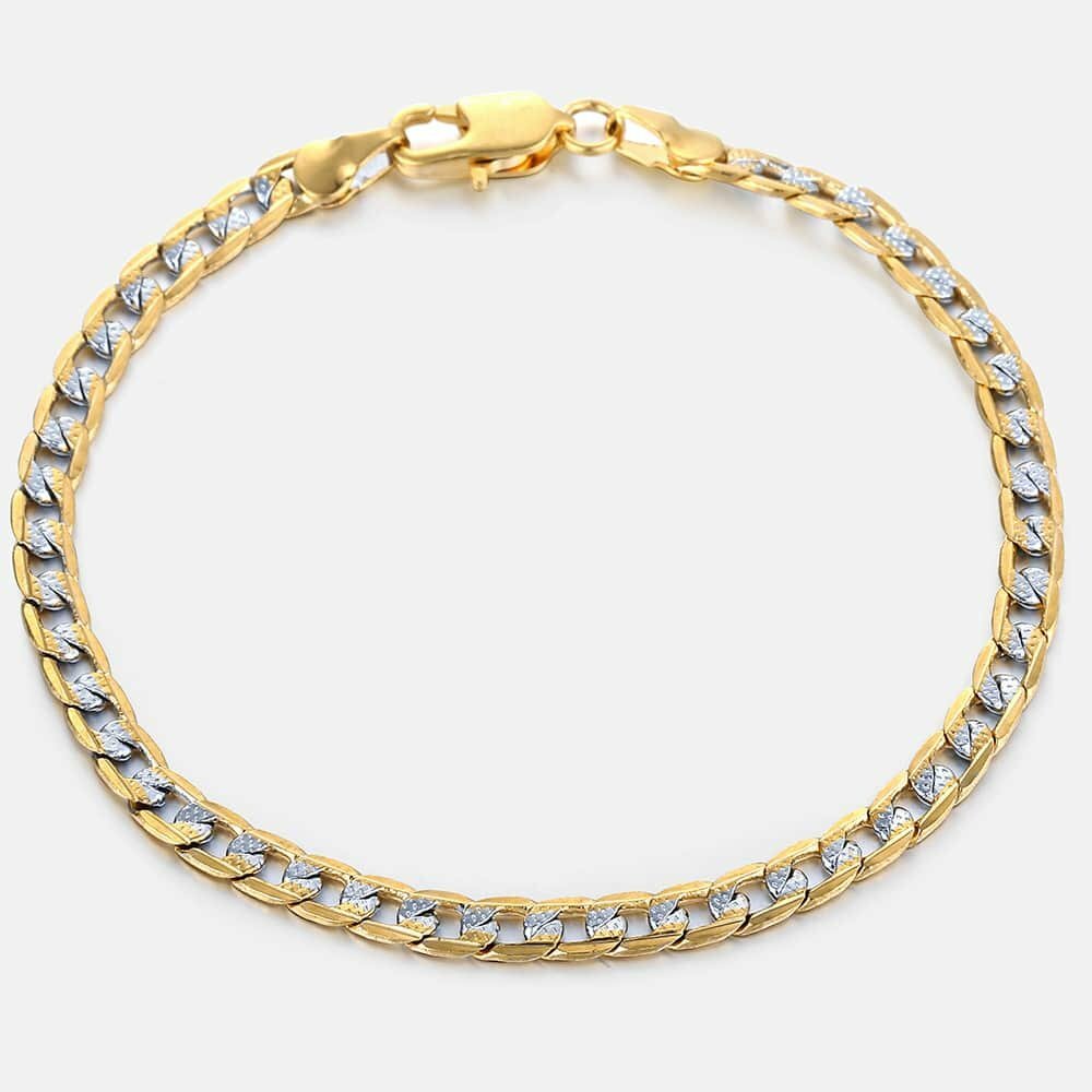 4mm Unisex Women Men Curb Cuban Silver Gold Filled Alloy Bracelet Chain 7/8/9 in