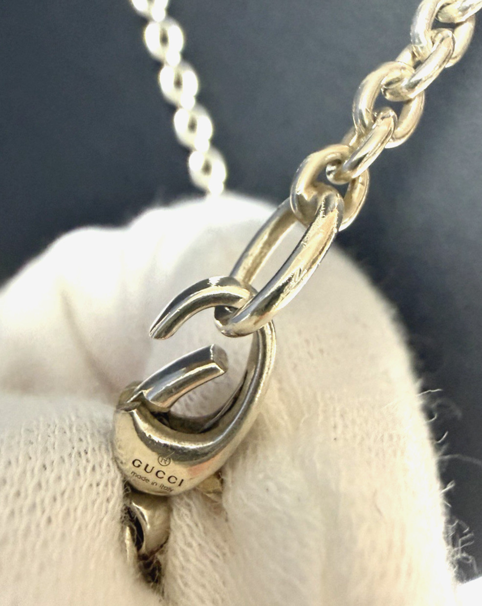 Gucci Interlocking Necklace Sterling Silver 925 Pendant with Box and Accessories