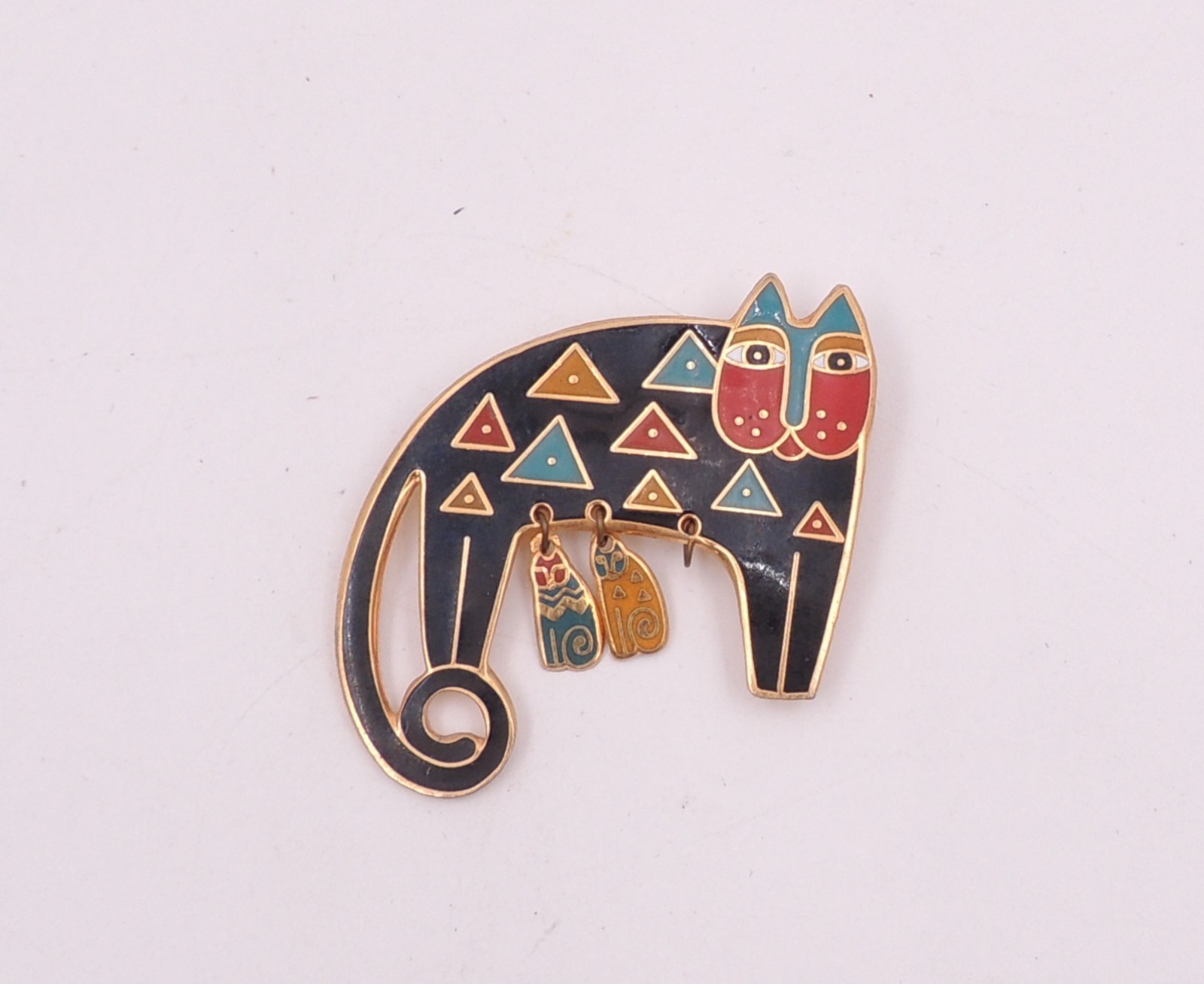 VTG Laurel Burch “Cat Family” 1993 Brooch Rare Flowering Feline *Missing 1 Kitty