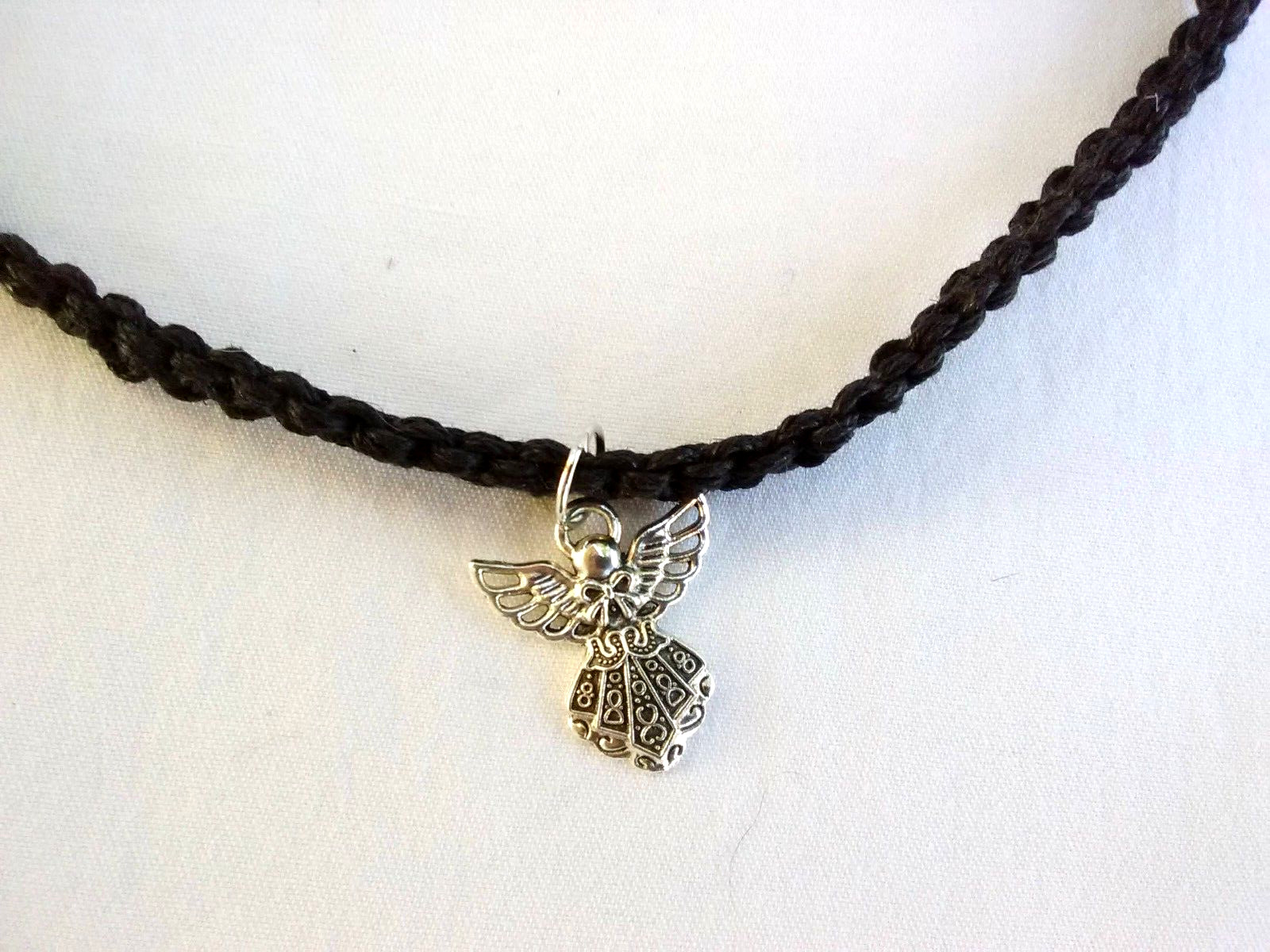 Angel Pendant Braided Hemp Macrame 20″ Necklace Jewelry Gift USA New