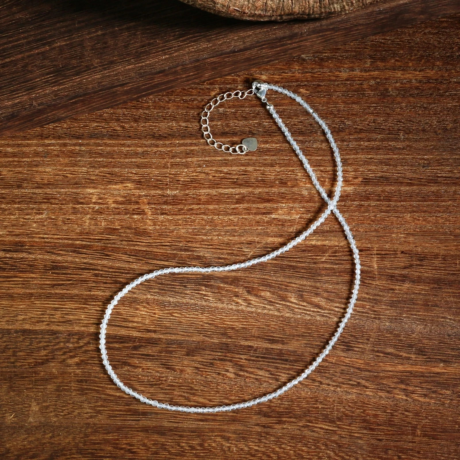 Natural Clear Quartz Necklace 2mm Tiny Beads Choker Minimalist Boho Crystal Gift