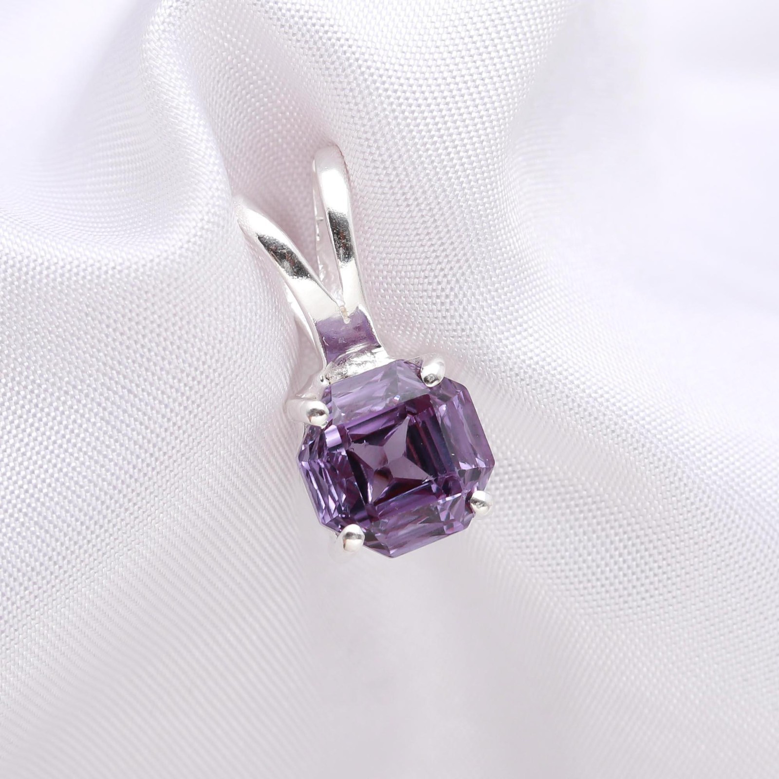 Color Changing Alexandrite Octagon Pendant 925 Sterling Silver Jewelry For Her