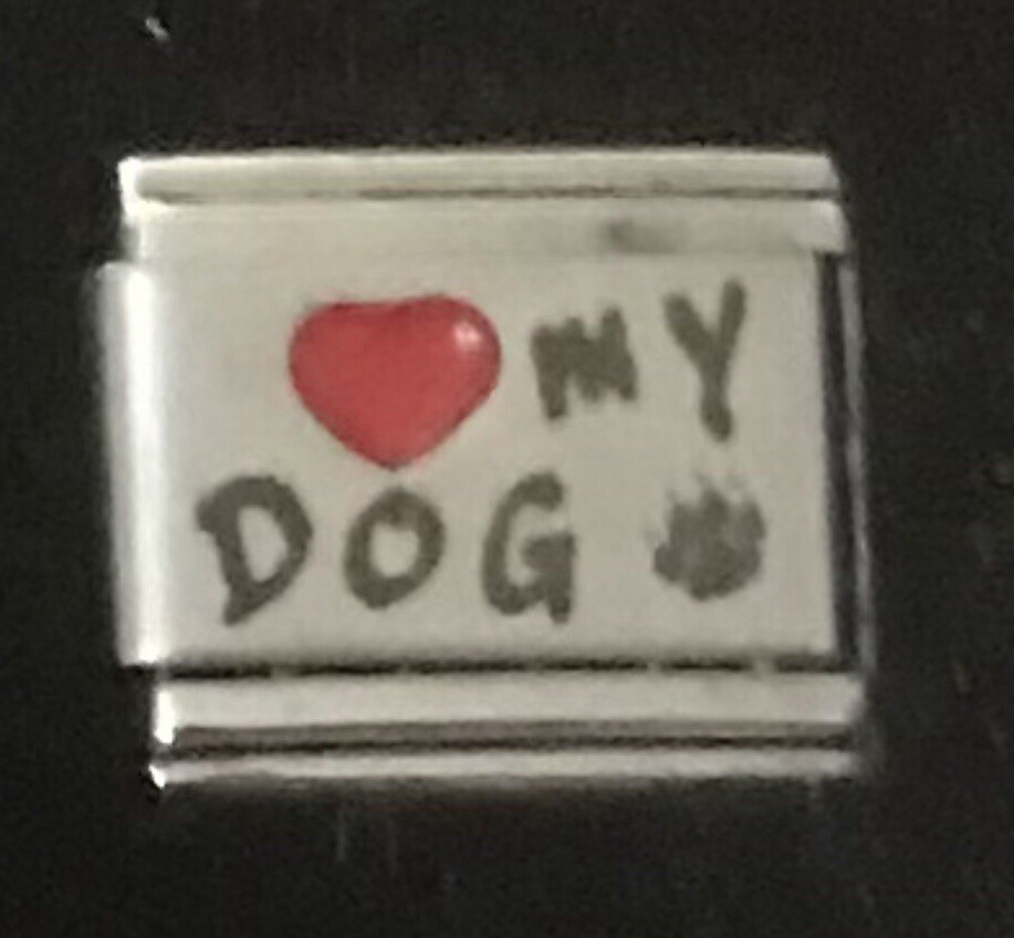 Red Heart Love My Dog Laser Wholesale ITALIAN CHARM 9MM K15