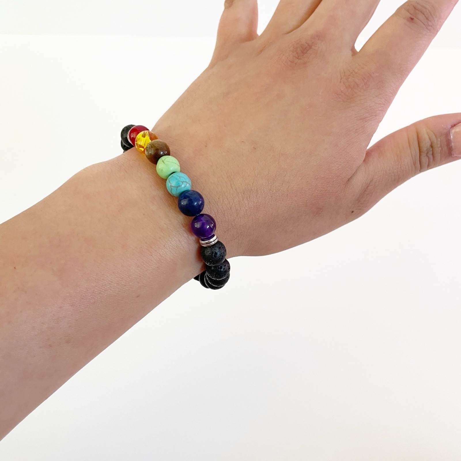 7 Chakra Lava Bead Bracelet – 8mm Crystal Bracelet – Genuine Gemstone Jewelry