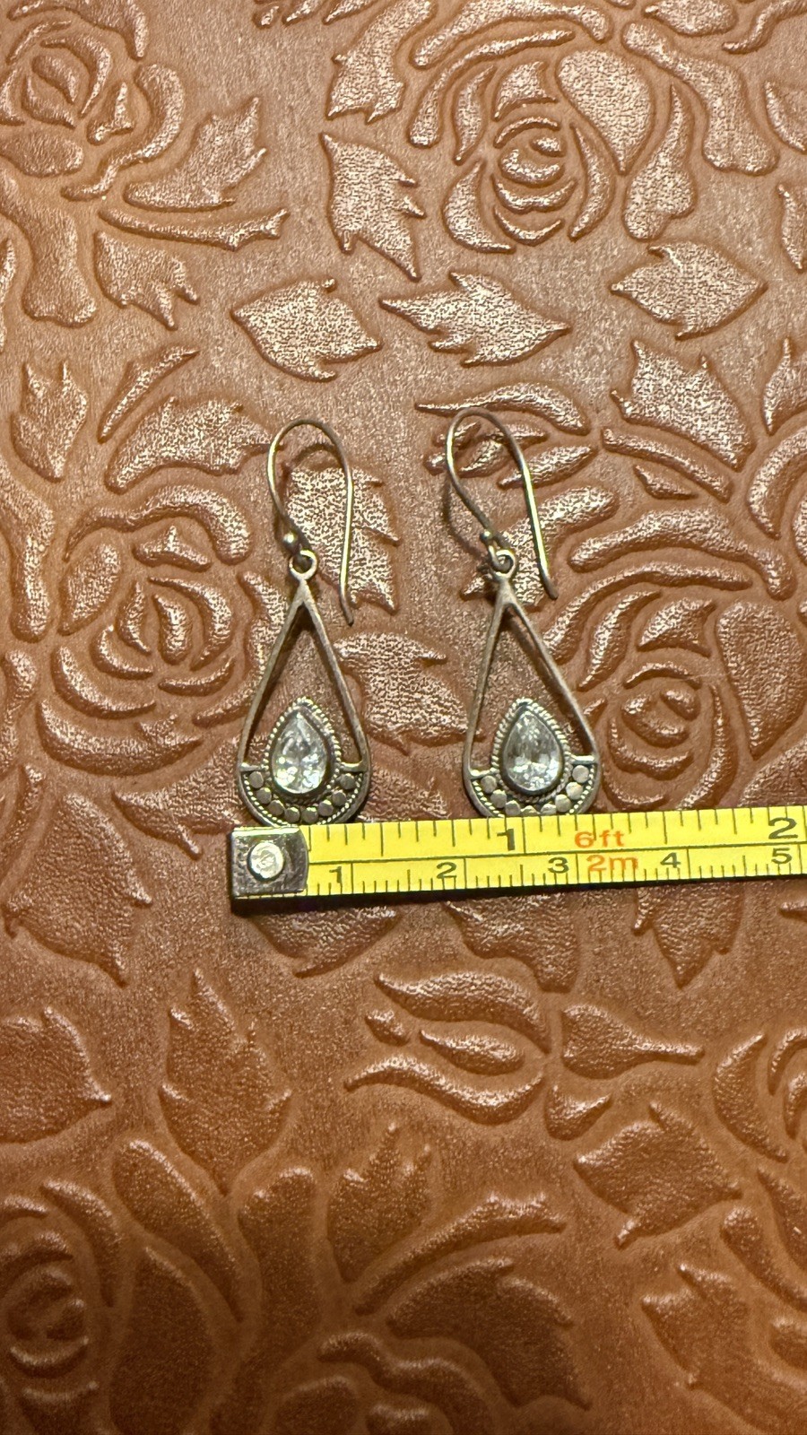 Beautiful Sterling Silver 925 ATI CZ Dangling Tear Drop Earrings