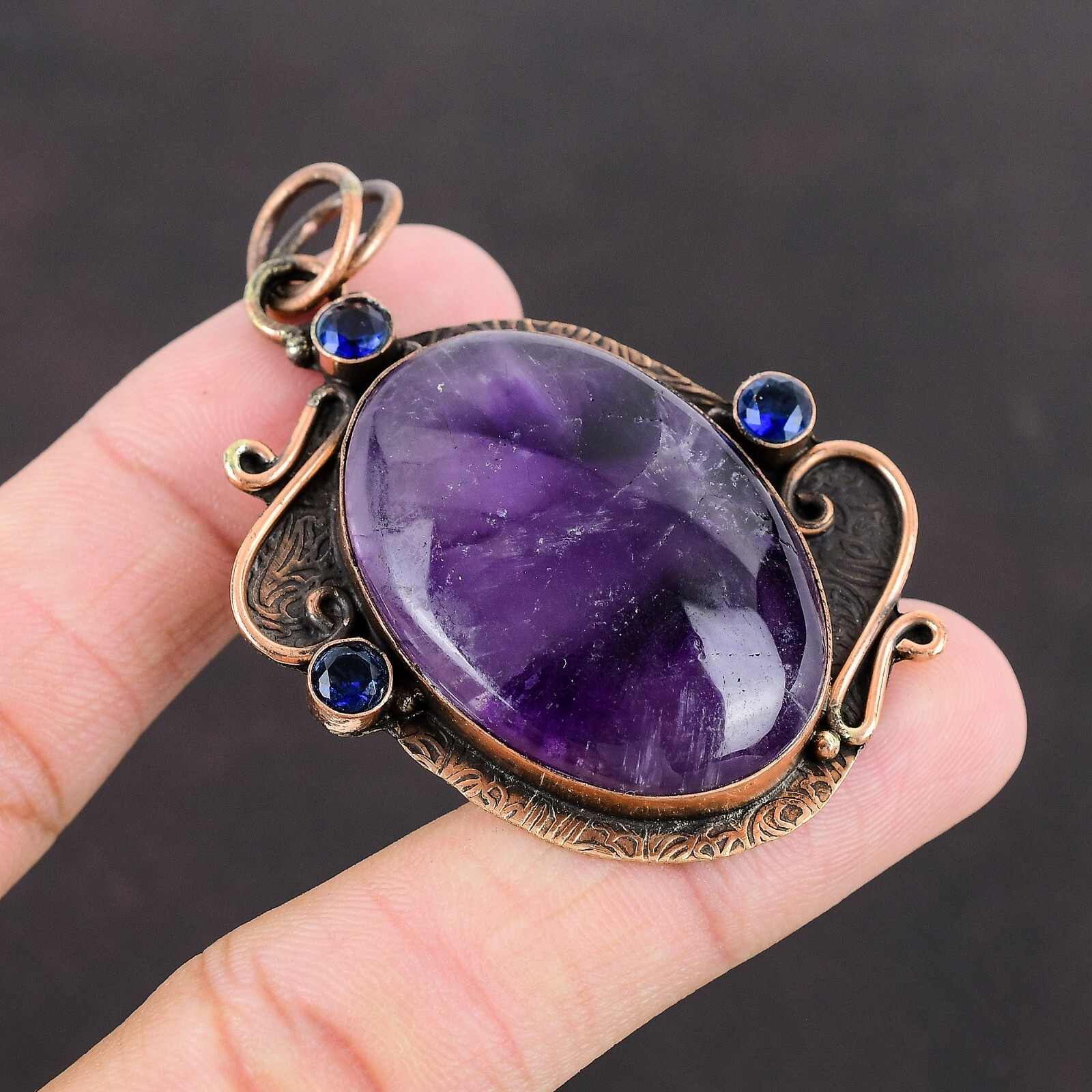 Valentines Deal Star Amethyst Gemstone Tanzanite Quartz Pendant Jewelry Copper