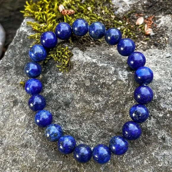 Natural Genuine Lapis lazuli 8MM Beads Healing Chakra Blue Gemstone Bracelet